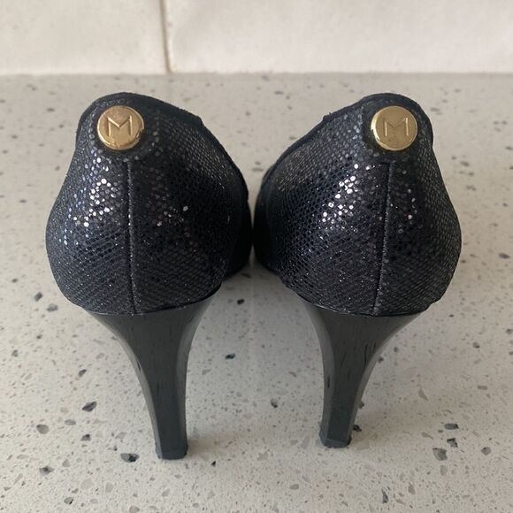 Monet Women’s Black Shimmery Glamorous Heels Pumps Size 6 - Picture 5 of 12